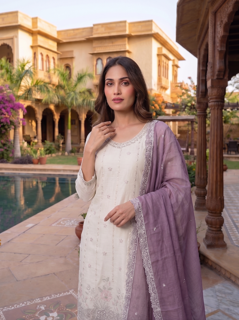 Latest Readymade Dasti Purple Heavy Crunchy Handwork Pakistani Suit In Plazo