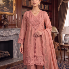 Pakistani Suit Is Perfect For Any Occasion Peach Heavy Chiffon With Elegant Coty With Full Of Embroidery Work