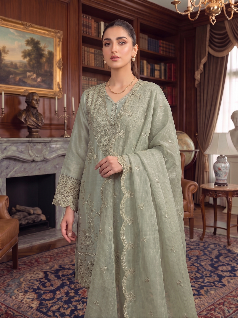 Pakistani Suit Is Perfect For Any Occasion Mehndi Heavy Chiffon With Elegant Coty With Full Of Embroidery Work