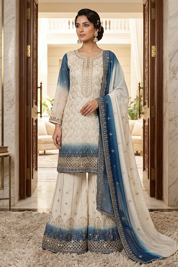 Hoor Tex Launch Bridal Suits In Simar Padding Including Shaded Style Blue In Russian Plazo