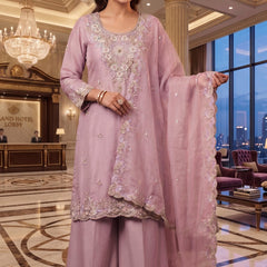 Heavy Pakistani Suit In Alfa Chiffon With Full Of Hand Work In Pink