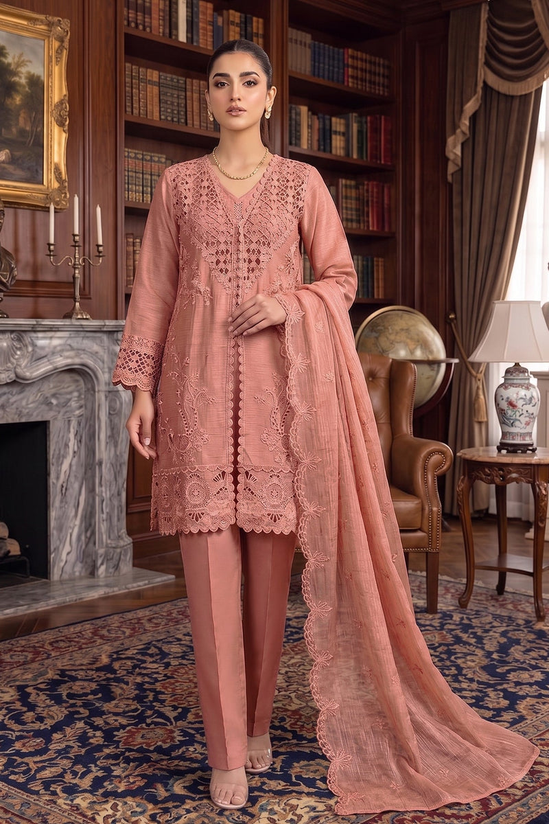Pakistani Suit Is Perfect For Any Occasion Peach Heavy Chiffon With Elegant Coty With Full Of Embroidery Work
