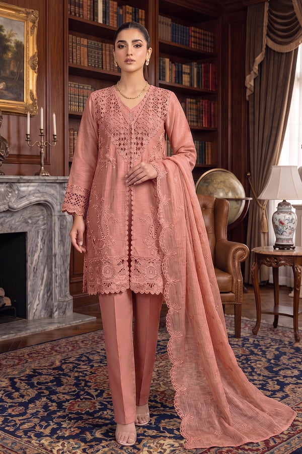 Pakistani Suit Is Perfect For Any Occasion Peach Heavy Chiffon With Elegant Coty With Full Of Embroidery Work