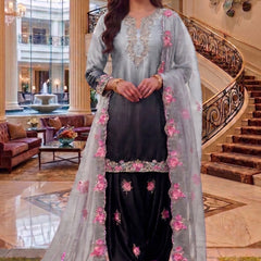 Hoor Tex Instagram Viral farshi salwar ready in shaded grey colour