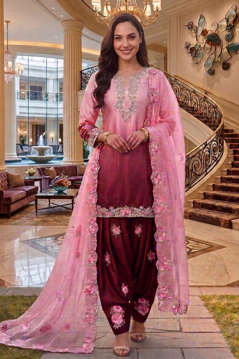 Hoor Tex Instagram Viral farshi salwar ready in shaded peach colour