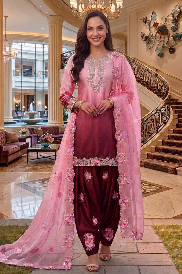 Hoor Tex Instagram Viral farshi salwar ready in shaded peach colour