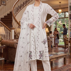 This Pakistani Suits Is One Of The Trending White Suit Cristal Viscous In This You Get Coty Which Give More Attractive Look In Any Occasion