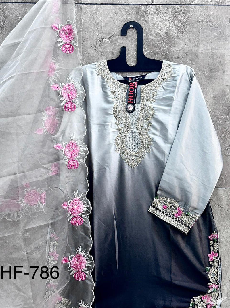 Hoor Tex Instagram Viral farshi salwar ready in shaded grey colour