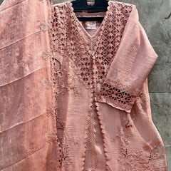 Pakistani Suit Is Perfect For Any Occasion Peach Heavy Chiffon With Elegant Coty With Full Of Embroidery Work