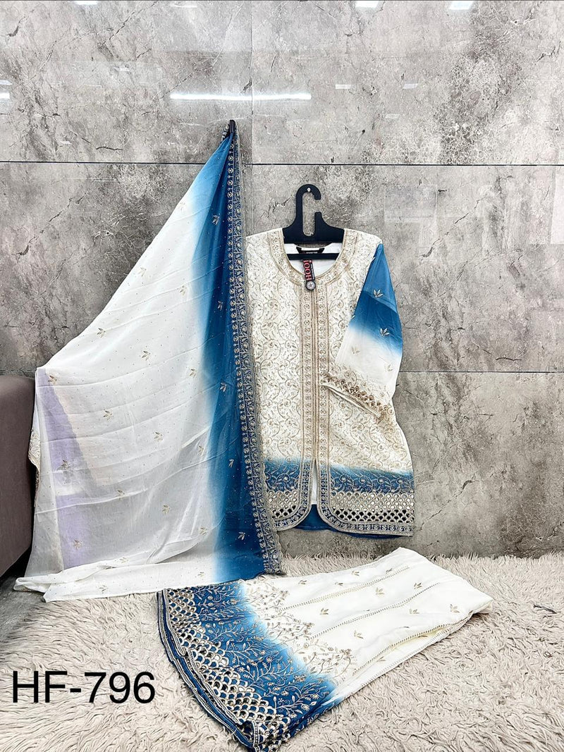 Hoor Tex Launch Bridal Suits In Simar Padding Including Shaded Style Blue In Russian Plazo