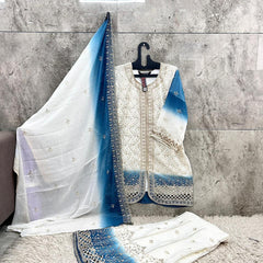 Hoor Tex Launch Bridal Suits In Simar Padding Including Shaded Style Blue In Russian Plazo