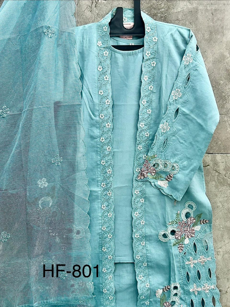 This Pakistani Suits Is One Of The Trending Sky Blue Suit Cristal Viscous In This You Get Coty Which Give More Attractive Look In Any Occasion (Copy) (Copy)