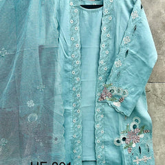 This Pakistani Suits Is One Of The Trending Sky Blue Suit Cristal Viscous In This You Get Coty Which Give More Attractive Look In Any Occasion (Copy) (Copy)