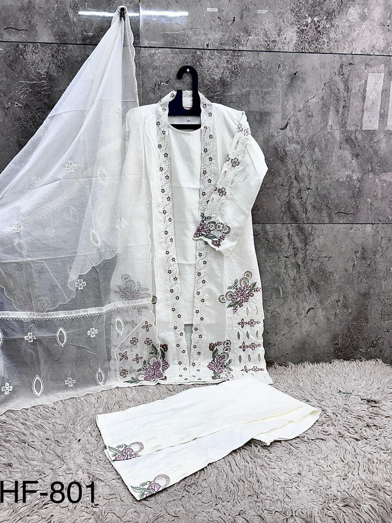 This Pakistani Suits Is One Of The Trending White Suit Cristal Viscous In This You Get Coty Which Give More Attractive Look In Any Occasion