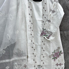 This Pakistani Suits Is One Of The Trending White Suit Cristal Viscous In This You Get Coty Which Give More Attractive Look In Any Occasion