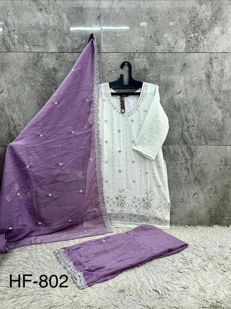 Latest Readymade Dasti Purple Heavy Crunchy Handwork Pakistani Suit In Plazo