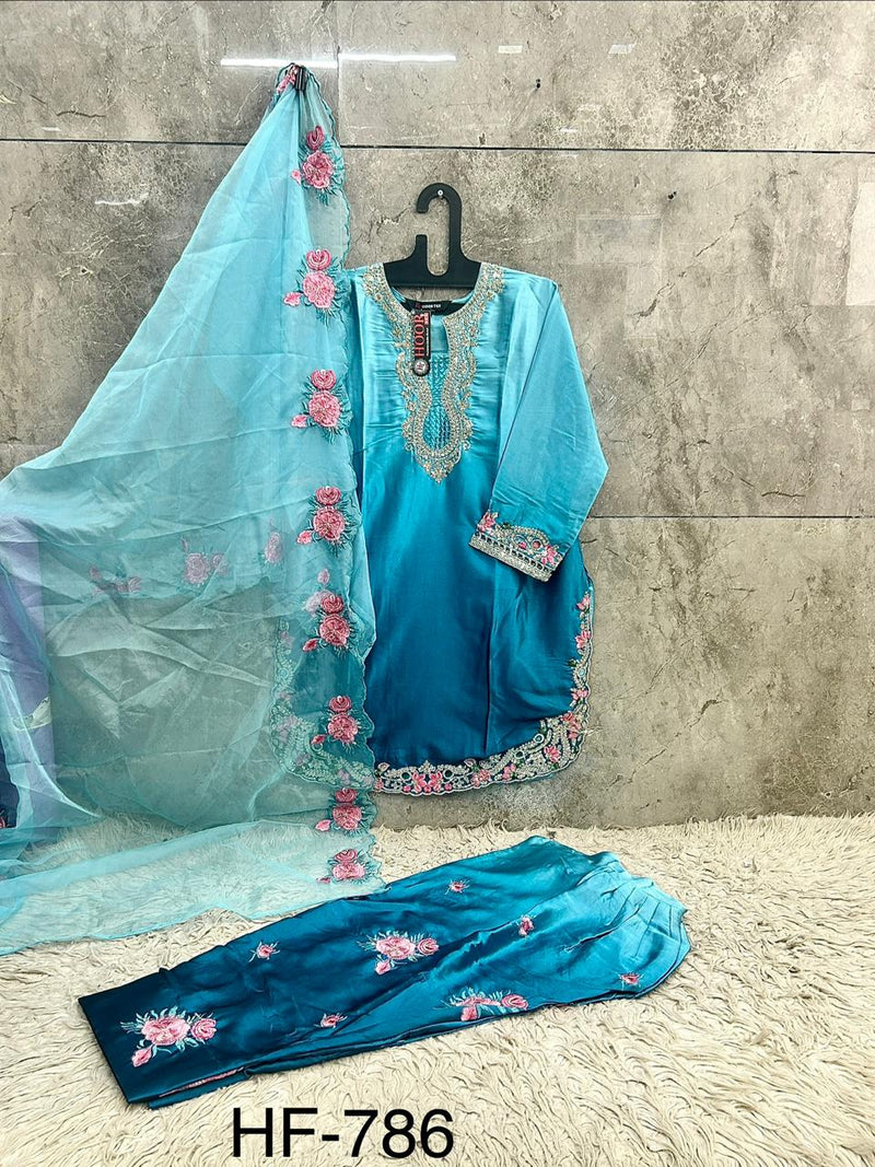Hoor Tex Instagram Viral farshi salwar ready in shaded sky blue colour