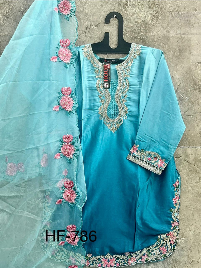 Hoor Tex Instagram Viral farshi salwar ready in shaded sky blue colour