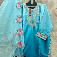 Hoor Tex Instagram Viral farshi salwar ready in shaded sky blue colour