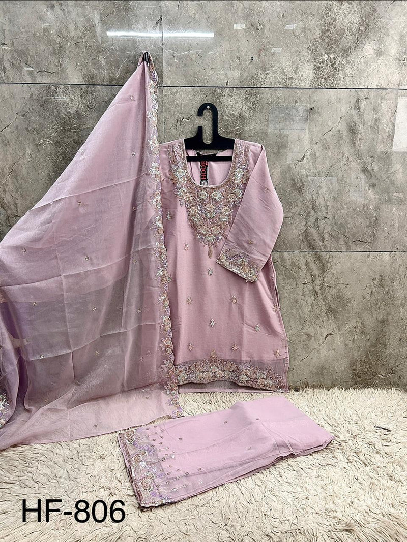 Heavy Pakistani Suit In Alfa Chiffon With Full Of Hand Work In Pink
