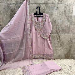 Heavy Pakistani Suit In Alfa Chiffon With Full Of Hand Work In Pink