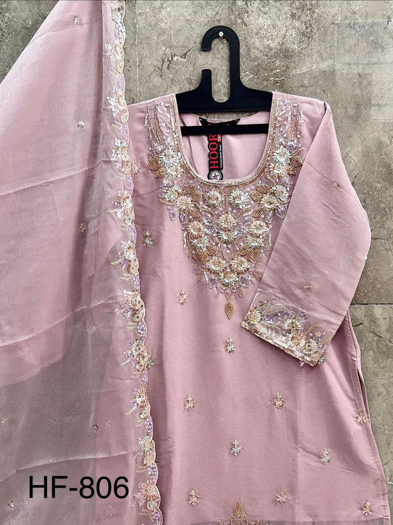 Heavy Pakistani Suit In Alfa Chiffon With Full Of Hand Work In Pink