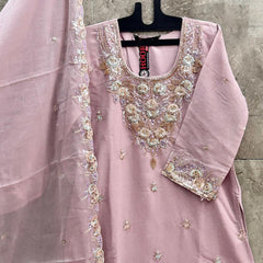 Heavy Pakistani Suit In Alfa Chiffon With Full Of Hand Work In Pink