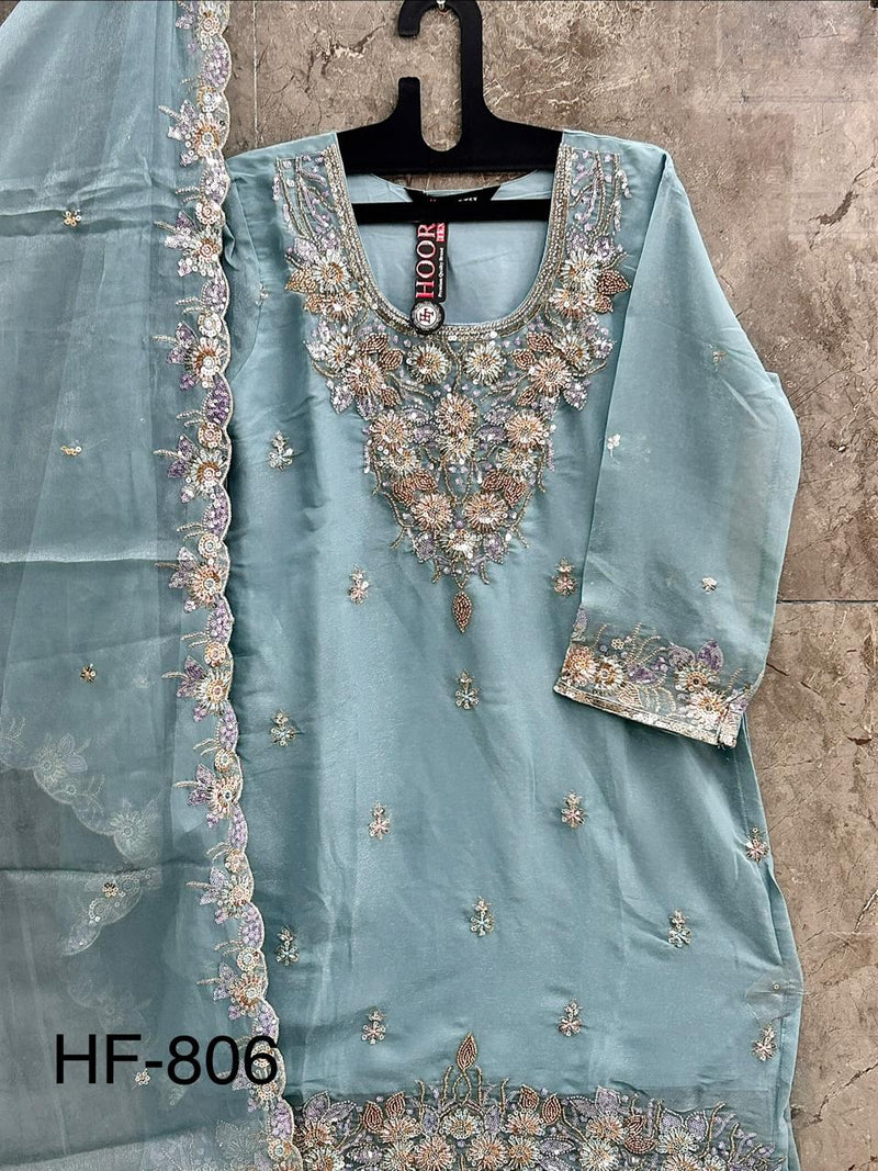 Heavy Pakistani Suit In Alfa Chiffon With Full Of Hand Work In Blue