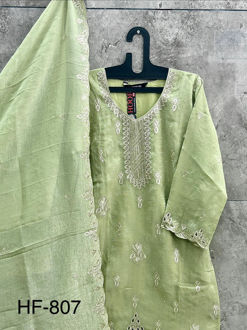 Stitched Pretty Pista Heavy Crunchy Pakistani Farshi Salwar Kameez With Crunchy Dupatta