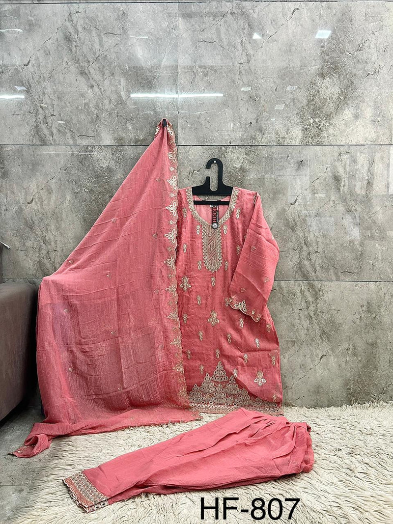 Stitched Pretty Gajri Heavy Crunchy Pakistani Farshi Salwar Kameez With Crunchy Dupatta