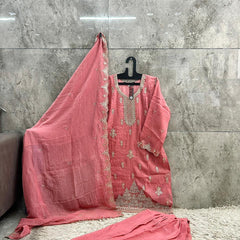 Stitched Pretty Gajri Heavy Crunchy Pakistani Farshi Salwar Kameez With Crunchy Dupatta